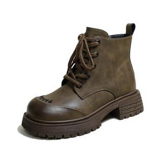 Ouumeis Короткие ботинки Martin 5 см, женские, хаки-коричневые