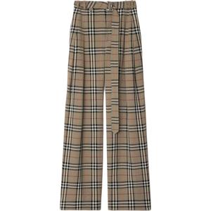 Прямые брюки с поясом в клетку Burberry, бежевый