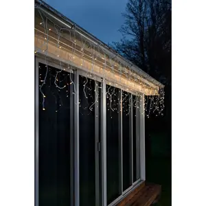 Электрическая гирлянда с LED-лампочками, 96 огоньков, LED-гирлянда Ледяной дождь, 96 янтарных диодов Konstsmide, белый