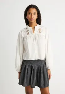 Блузка в стиле бохо, блузка на пуговицах Gina Tricot, Offwhite