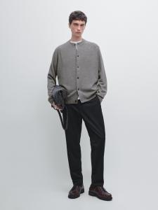 Вязаный кардиган с рукавами реглан Massimo Dutti, антрацитово-серый