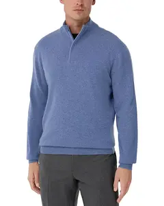 Свитер из кашемировой шерсти с застежкой-молнией до середины груди Boggi Milano, синий