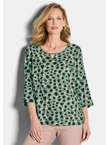 Блузка-рубашка Элегантная вискозная блузка с леопардовым принтом в серо-зеленом цвете / узорчатая GOLDNER