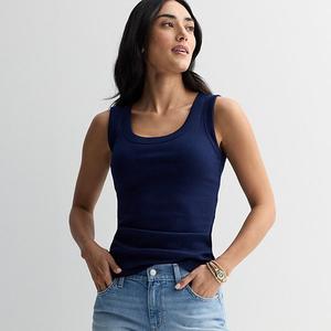 Женский рифленый топ с круглым вырезом Sonoma Goods For Life, Seattle Navy