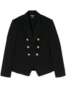 Двубортный шерстяной пиджак BALMAIN, черный