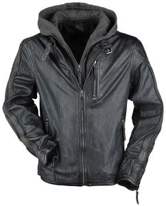 Кожаная куртка Gipsy Steep Slim Fit Lasanv, антрацит/оливковый