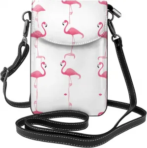 Маленькая сумочка для телефона с принтом фламинго на белом фоне, сумка через плечо с магнитной застежкой и отделениями для карт, из искусственной кожи Ultra Fiber.