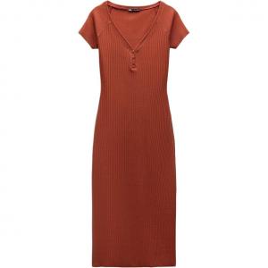 Платье с короткими рукавами женское коричневое Zara