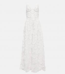 Платье с цветочной аппликацией Elie Saab, Optic White