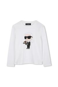 Детская хлопковая кофта с длинным рукавом Karl Lagerfeld, белый