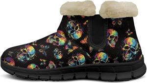 Женские зимние ботинки с теплой подкладкой из меха, прогулочные теплые ботинки, сетчатые ботинки на молнии, легкая и комфортная обувь Eheartsgir, Skeleton Butterfly