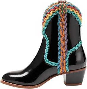 Женские уникальные ботильоны FOWT с круглым носком, плетеной отделкой, на голенище, на низком каблуке-блоке, ковбойского стиля, удобные для вечеринки и мероприятий, размеры 4-16 US, Black