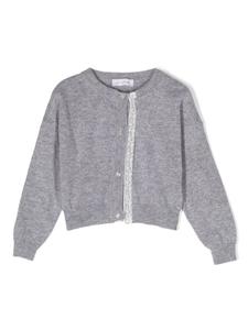 Monnalisa шерстяной кардиган с декоративными пуговицами, серый