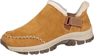 Женские ботинки с меховой подкладкой, теплые зимние снежные сапоги, классические уличные походные ботинки, шнуровка, противоскользящие снежные сапоги Generic, C02-Brown