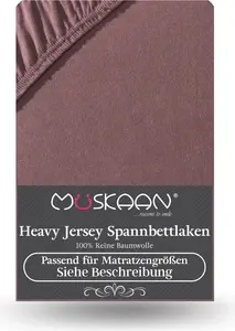 Простыня на резинке из плотного трикотажа 180x200 см - 200x200 см + верхний слой 15 см, 160 г/м², коричневая Müskaan