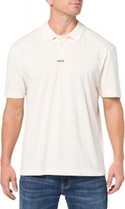 HUGO Мужская поло с контрастным логотипом по центру, Whisper Cream