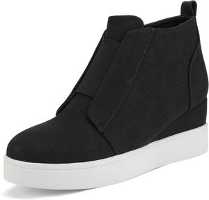 Женские сникерсы на платформе и танкетке DREAM PAIRS, ботильоны, Black