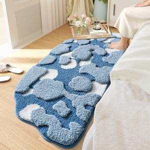 Dajiang Ковер 70х160 см для спальни/гостиной, утолщенный, длинный ворс, зеленый, 3D рельефная поверхность, Blue Cloud Shadow