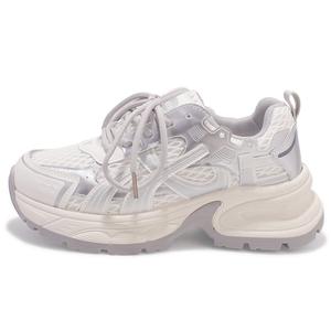 Износостойкие дышащие низкие массивные кроссовки женские серебристые SNXR, Silver