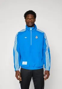 Куртка-Бомбер real madrid icon с половинной молнией, клубная одежда Adidas Originals, Bluebird/White