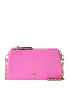 Сумка через плечо из кожи с логотипом Love Birds PINKO, розовый