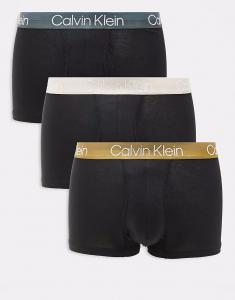 Трусы Calvin Klein Modern Structure 3 pack trunk with coloured waistband in black