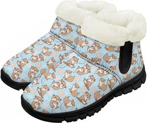 Снежные ботинки для малышей, мальчиков и девочек, зимние теплые ботинки, низкие туфли, искусственный мех, для холодной погоды, на улице Chririnla, Cute Otter