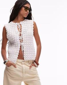 Жилет ручной вязки Topshop премиум-класса цвета слоновой кости