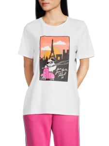 Футболка из хлопка с рисунком Choupette Karl Lagerfeld Paris, белый