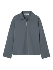 Поло с длинными рукавами и молнией на воротнике Sunnei, серый