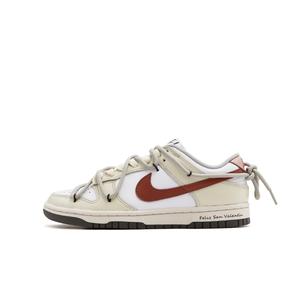 Кроссовки Nike Dunk Skateboard Shoes Women's Low-Top Cream White/white/pink