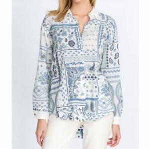 Рубашка свободного кроя Vanya Schiffli белого цвета Johnny Was