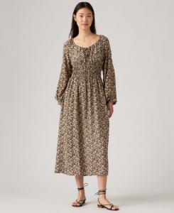 Премиальное женское платье Fleur Tess в стиле бохо с присборенной юбкой Levi's, Georgette Floral V2 Ivory Green