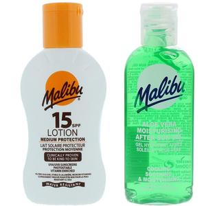 Водостойкий бальзам Malibu SPF15 100 мл + Алоэ после загара 100 мл