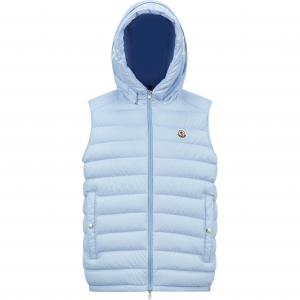 Moncler Буржет Жилет с капюшоном на пуху, Light Blue