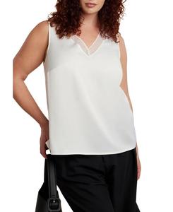 Женская блузка больших размеров с V-образным вырезом и шифоновой отделкой ELOQUII, Bone