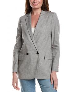 Теория Двубортный Оверсайз Бой-джакет Theory, серый