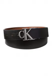 Ремень с пряжкой, обработанной методом потертости. Calvin Klein, Black/Cognac/Antique Silver-Coloured