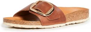 Женские сандалии Birkenstock Madrid с открытым носком, черно-белая кожа
