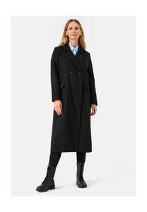Женское шерстяное пальто Alberta - длина до икры, воротник с лацканами и карманы с клапанами RICANO, черный