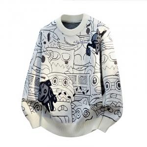 Свитер Unisex Crew Neck утепленный с флисовой подкладкой VanCamel, белый fleece-lined
