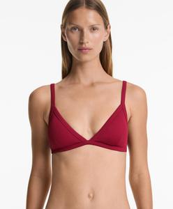 Ребристый треугольный топ бикини Oysho, цвет Raspberry