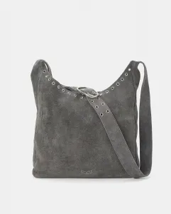 Сумка-шоппер из кожи с заклепками Green Coast, серый