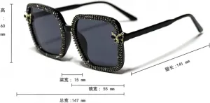 Женские солнцезащитные очки Melrose Luxury Bling Rhinestone в винтажном стиле с защитой от ультрафиолета UV400, модель Z86368, Black