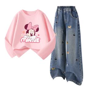 Детская повседневная спортивная одежда Disney, светло-розовый