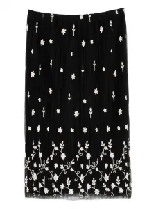 Миди-юбка из тюля с цветочным принтом Toteme, черный