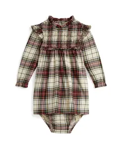 Платье для девочек в клетку из хлопкового джерси с круглым вырезом и шортиками Polo Ralph Lauren, мультиколор