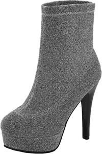 XIEPP Элегантные женские ботильоны с круглым носком и устойчивым каблуком на молнии, идеальный выбор для вечерних образов осенью и зимой