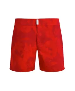 Мужские короткие плавки из эластичной ткани, плоский пояс, в стиле "цветочная сила". Vilebrequin, красный