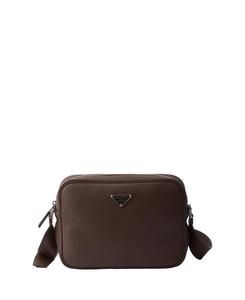 Кожаная сумка через плечо Prada, коричневый